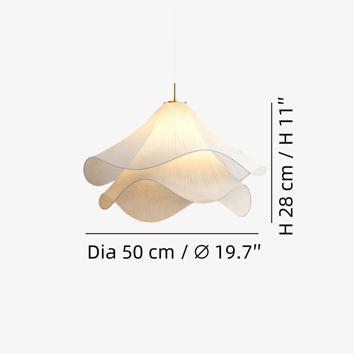 Diameter 50 cm × H 28 cm / ∅ 19,7″ × H 11″