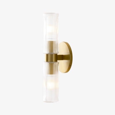 Rivora gecanneleerde glazen dubbele korte wandlamp - binnen- en buitenwandlamp Elegance HL1615 — € 176,00