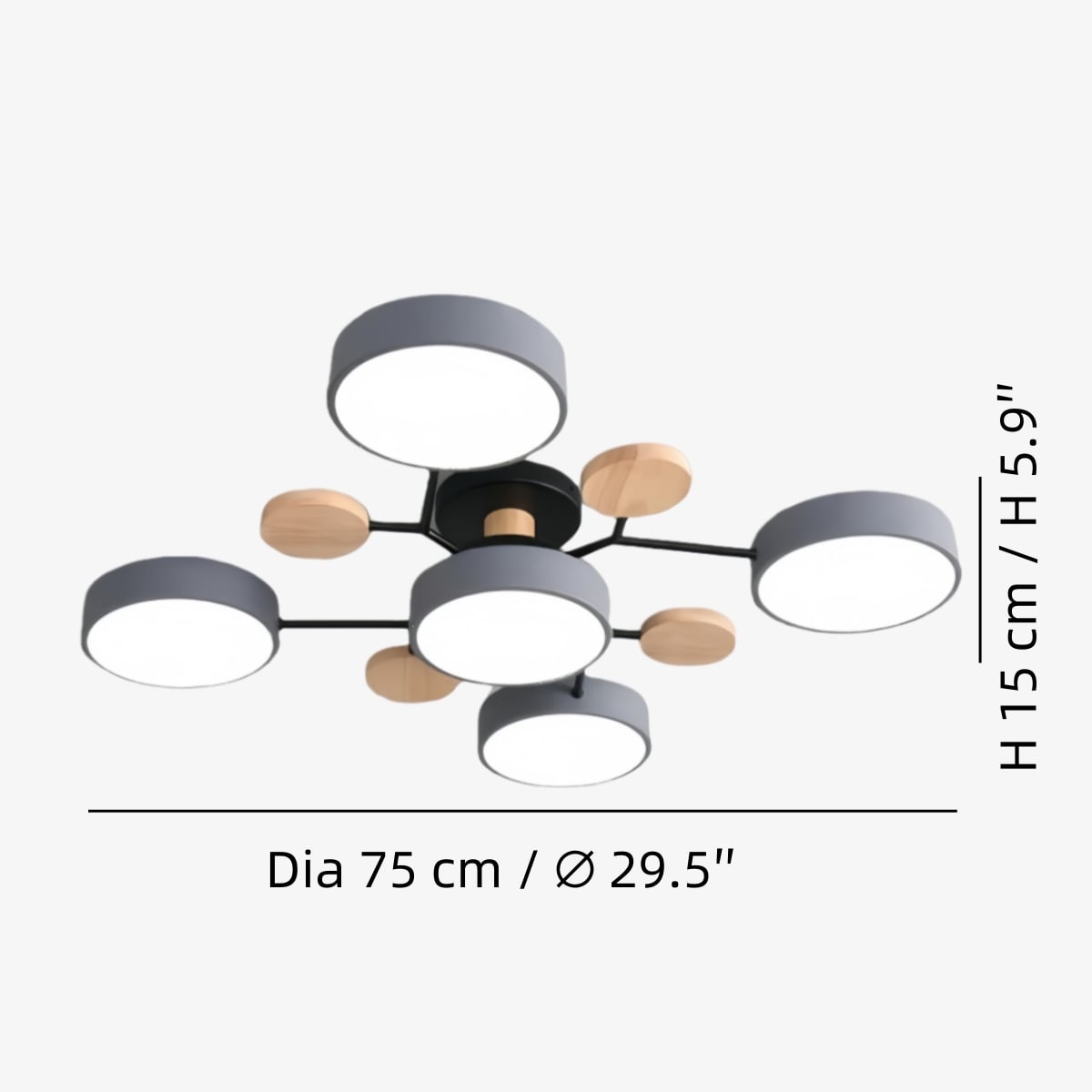 4 & 5 Kopjes: Dia 75 cm × H 15 cm / ∅ 29,5″ × H 5,9″