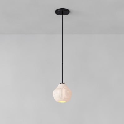 Rivrona geribbelde hanglamp – moderne geribbelde glazen lamp met metalen afwerking HL1583 — € 130,00
