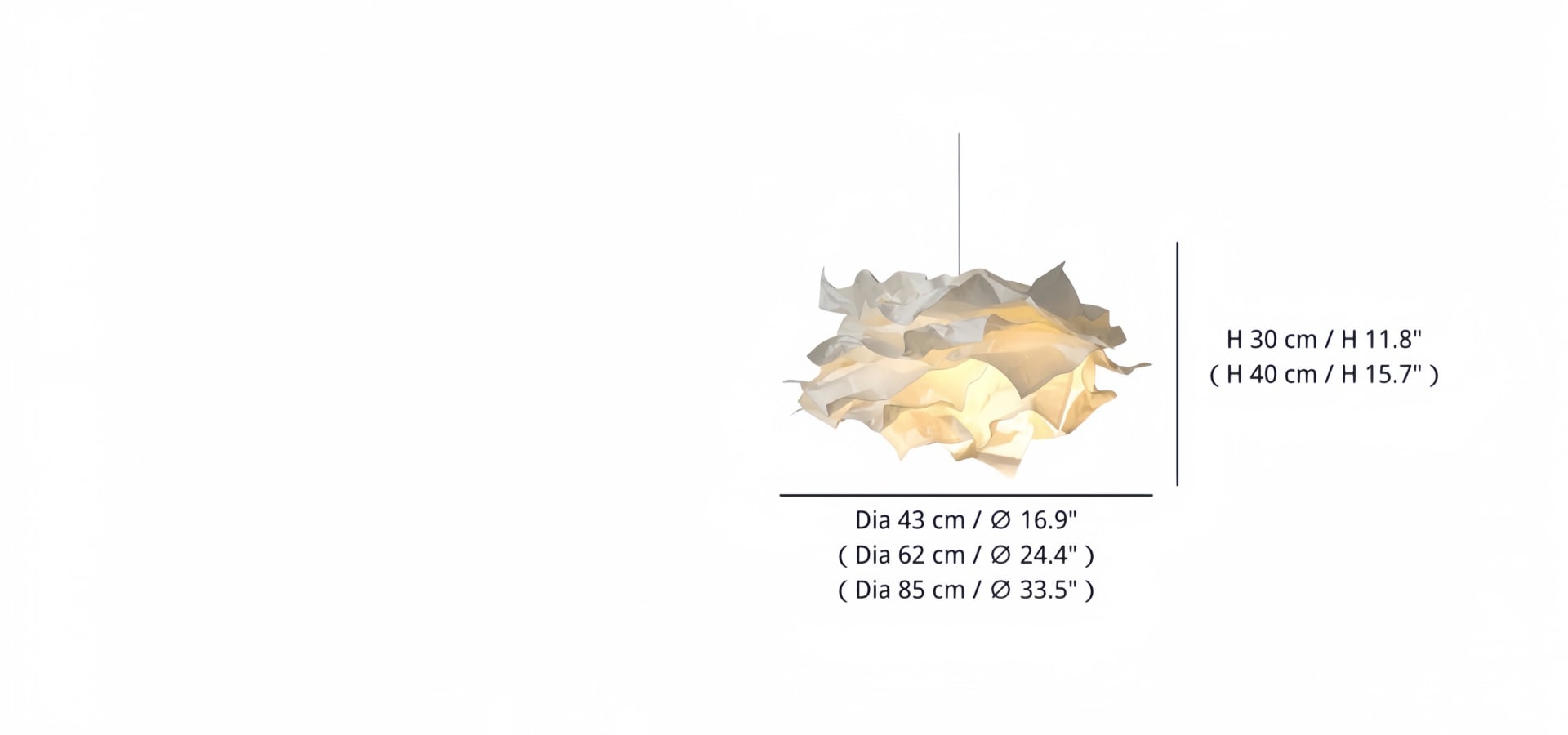 Productgrootte — Dia 43 cm x H 30 cm / ∅ 16.9
