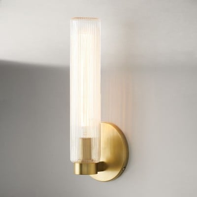 Rivora gecanneleerde glazen wandlamp voor binnen en buiten - moderne wandlamp voor woondecoratie HL1618 — € 176,00