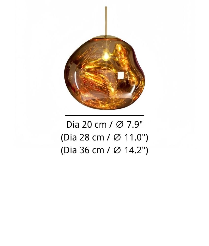 Productgrootte — Dia 20 cm / ∅ 7.9″ Dia 28 cm / ∅ 11.0″ Dia 36 cm / ∅ 14.2″