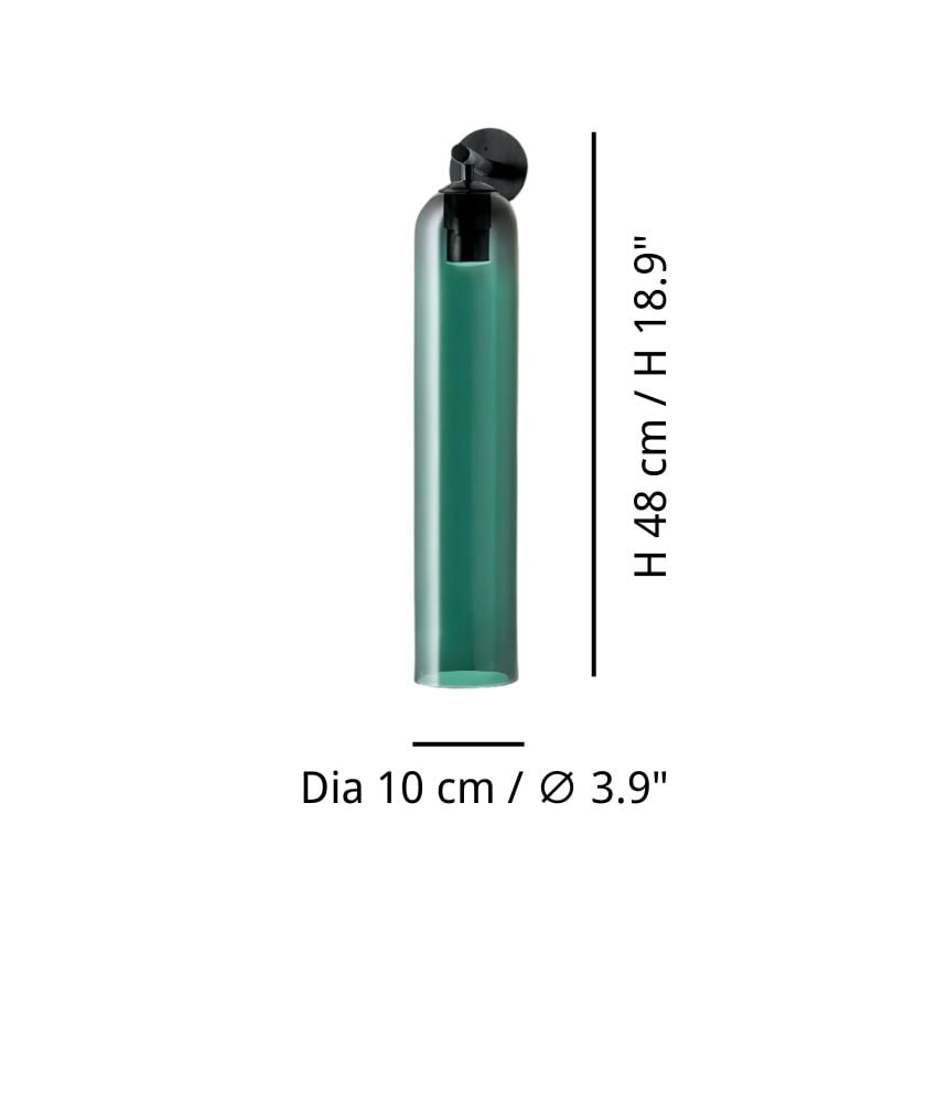 Productgrootte — Dia 10 cm x H 48 cm / ∅ 3.9″ x H 18.9″