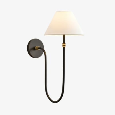 Calin Klassieke Wandlamp - IJzeren Wandlamp met Witte Linnen Kap HL1549 — € 114,00