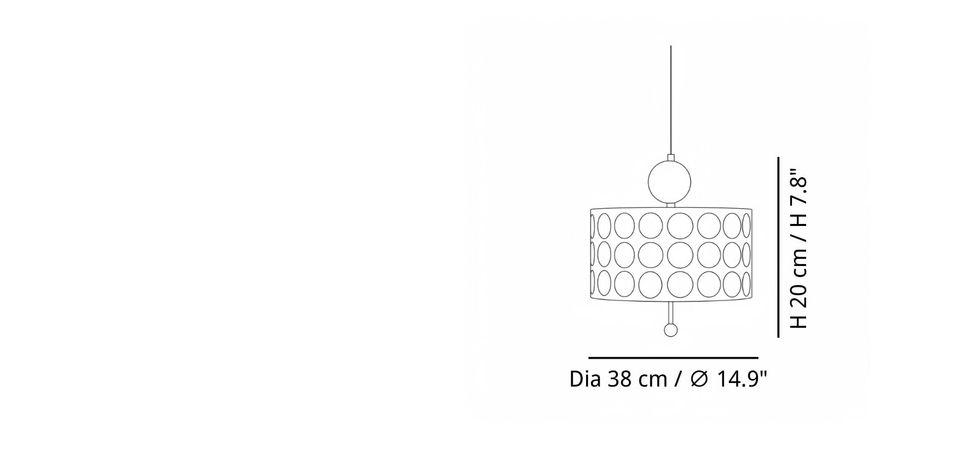 Productgrootte — Dia 38 cm x H 20 cm / ∅ 14.9″ x H 7.8″