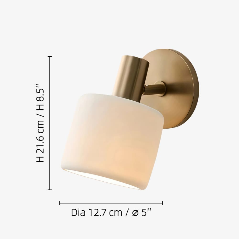 Diámetro 12,7 cm × Alto 21,6 cm / ∅ 5″ × Alto 8,5″