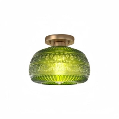 Flora Gegraveerd Patroon Glazen Semi-Inbouw Plafondlamp HL978 — € 119,00