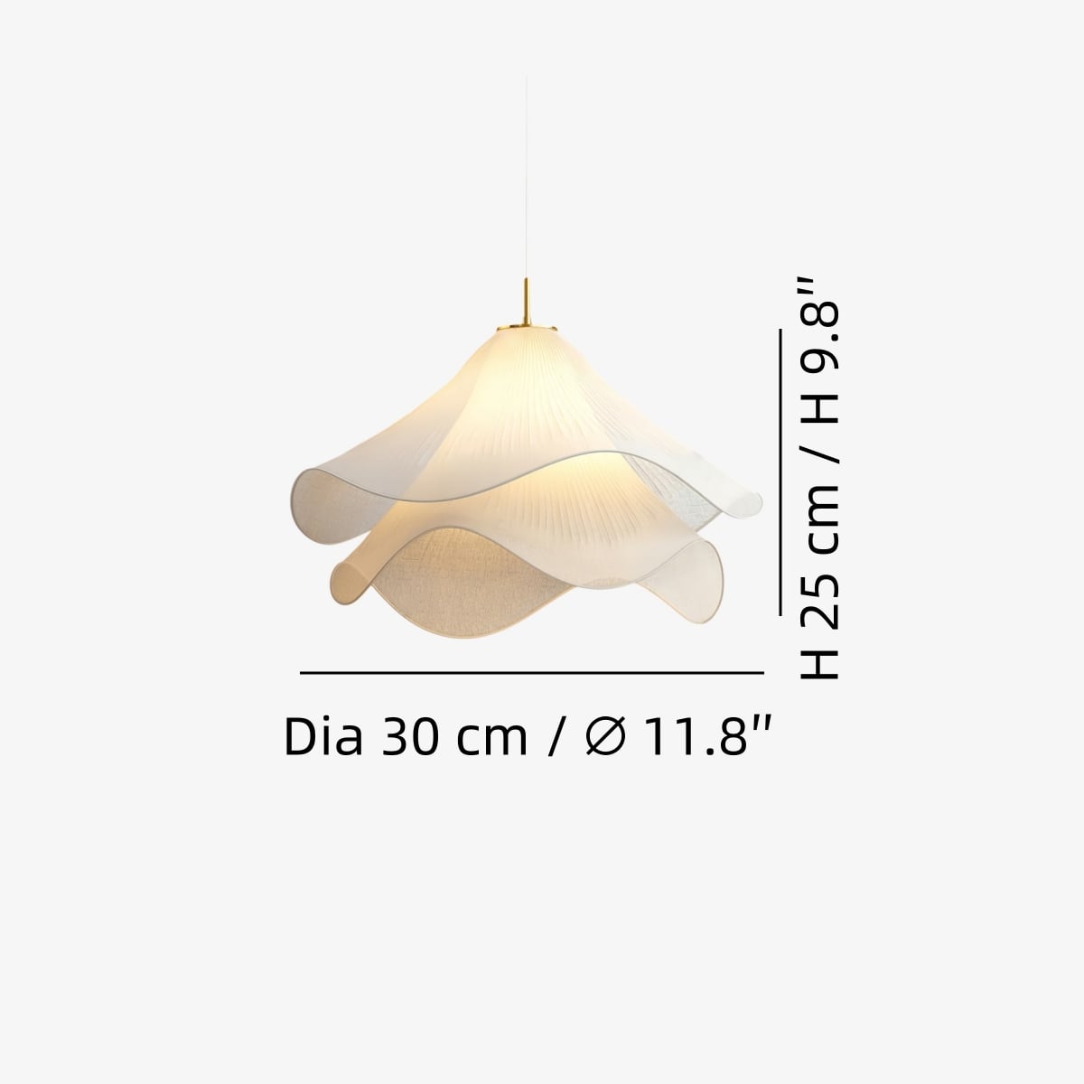 Diameter 30 cm × H 25 cm / ∅ 11,8″ × H 9,8″