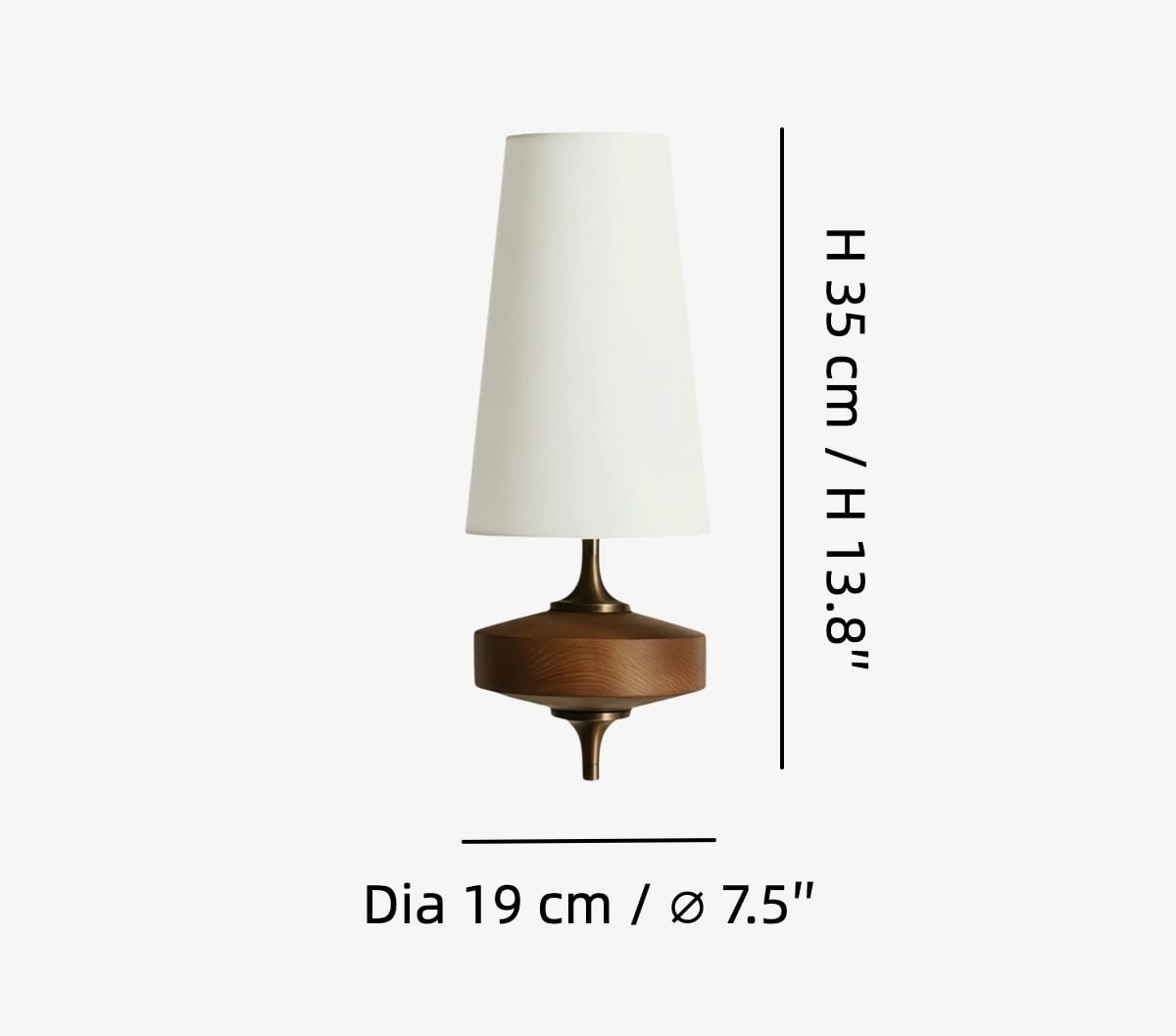 Dia 19 cm × H 35 cm / ∅ 7.5″ × H 13.8″