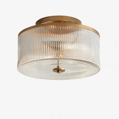 Plafondlamp van geribbeld glas in trommelvorm - Vintage Farmhouse Flush Mount HL1812 — € 205,00 (was € 209,00) -€ 4,00