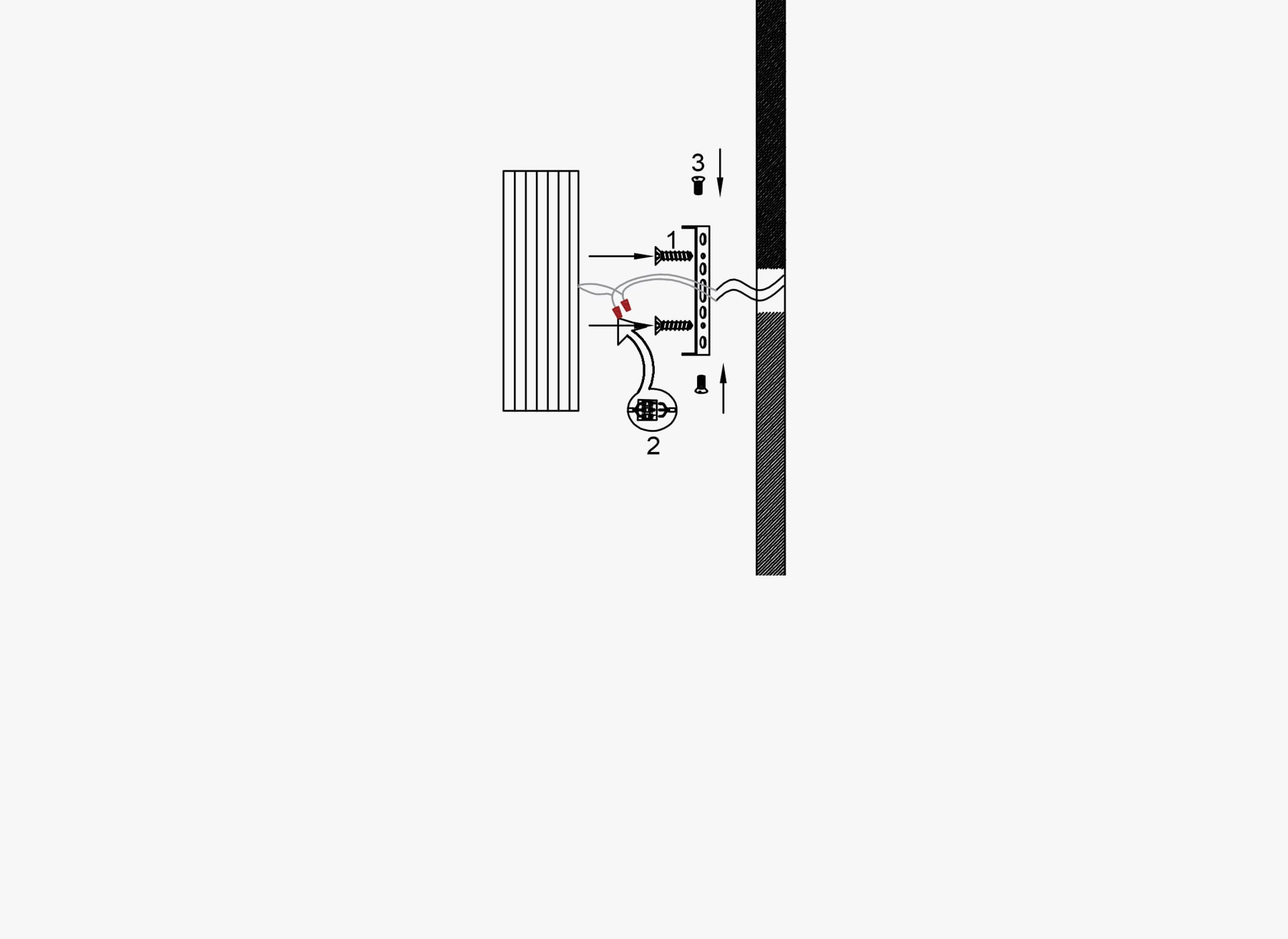 Installatieproces — 1.Bevestig het ophangbord aan de muur 2.Sluit de lampdraden aan op de gereserveerde draden 3.Bevestig de plafondbak en het ophangbord vanaf de zijkant