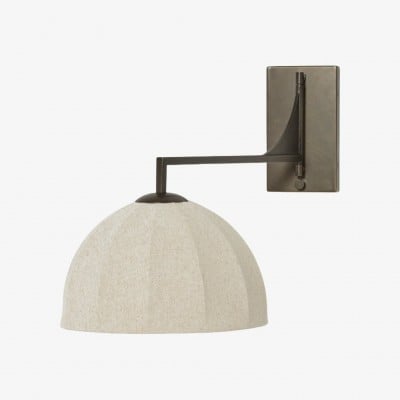 Lumarys Swing-Arm Wandlamp - Sculpturale wandlamp met linnen kap in organische stijl voor woon- of slaapkamer HL1874 — € 217,00
