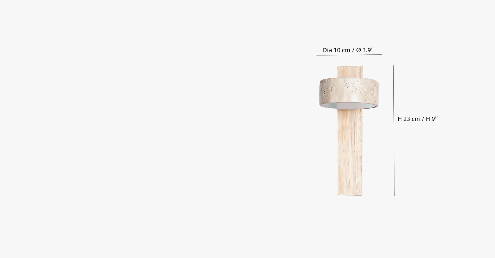 Productafmetingen — Dia 10 cm x H 23 cm / ∅ 3.9″ x H 9″