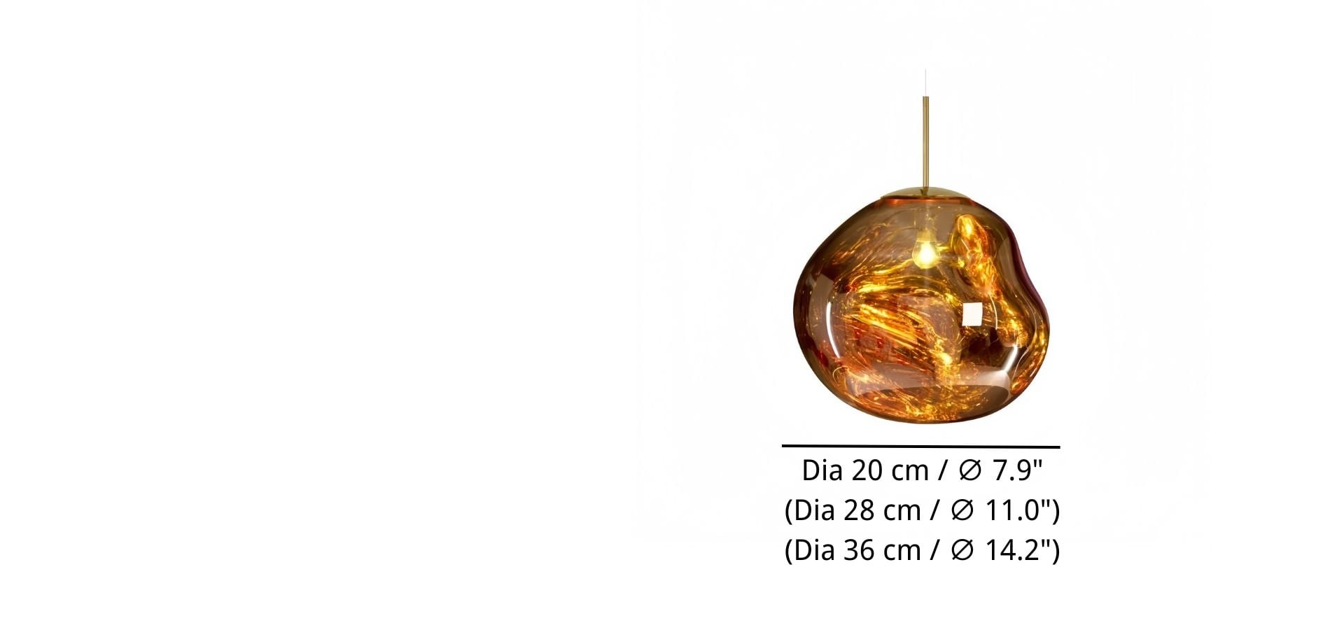 Productgrootte — Dia 20 cm / ∅ 7.9″ Dia 28 cm / ∅ 11.0″ Dia 36 cm / ∅ 14.2″