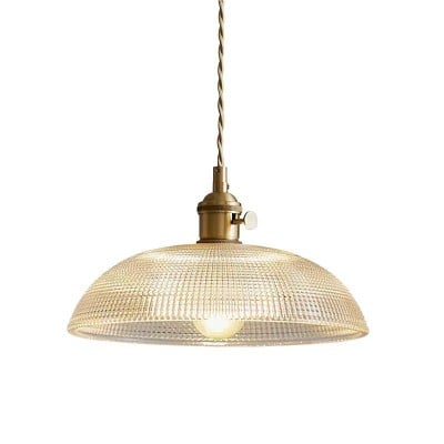 Vintage koperen geribbelde glazen hanglamp HL186 — € 85,00 (was € 90,00) -€ 5,00