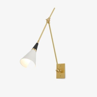 Vintage metalen verstelbare wandlamp met zwenkarm HL966 — € 271,00