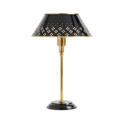 Auriglow messing geperforeerde tafellamp met bloemmotief – geïnspireerd op het ruimtetijdperk HL1385 — € 476,00