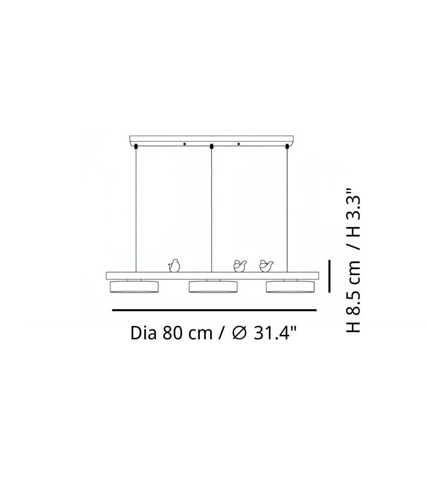 Productgrootte — Dia 80 cm x H 8.5 cm / ∅ 31.4″ x H 3.3″