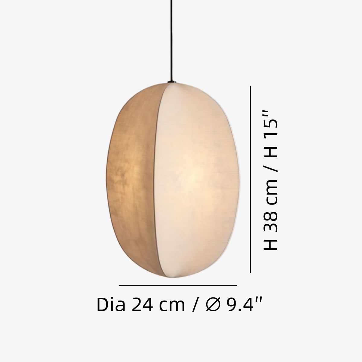 Dia 24 cm × H 38 cm / ∅ 9.4″ × H 15″