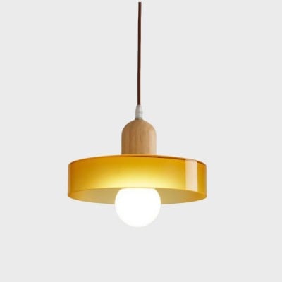 Morandi Glazen Hanglamp - Houten Schijfontwerp HL1047 — € 90,00