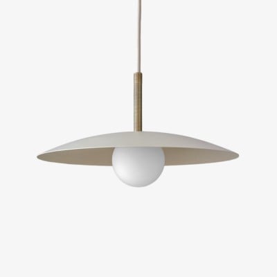 Curva metalen minimalistische hanglamp - moderne accentschijfkap van messing HL1764 — € 121,00