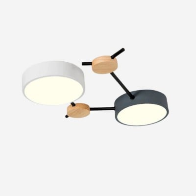 Moderne plafondlamp met houten schijf - LED-lamp met takken voor woonkamer HL1346 — € 129,00 (was € 180,00) -€ 51,00