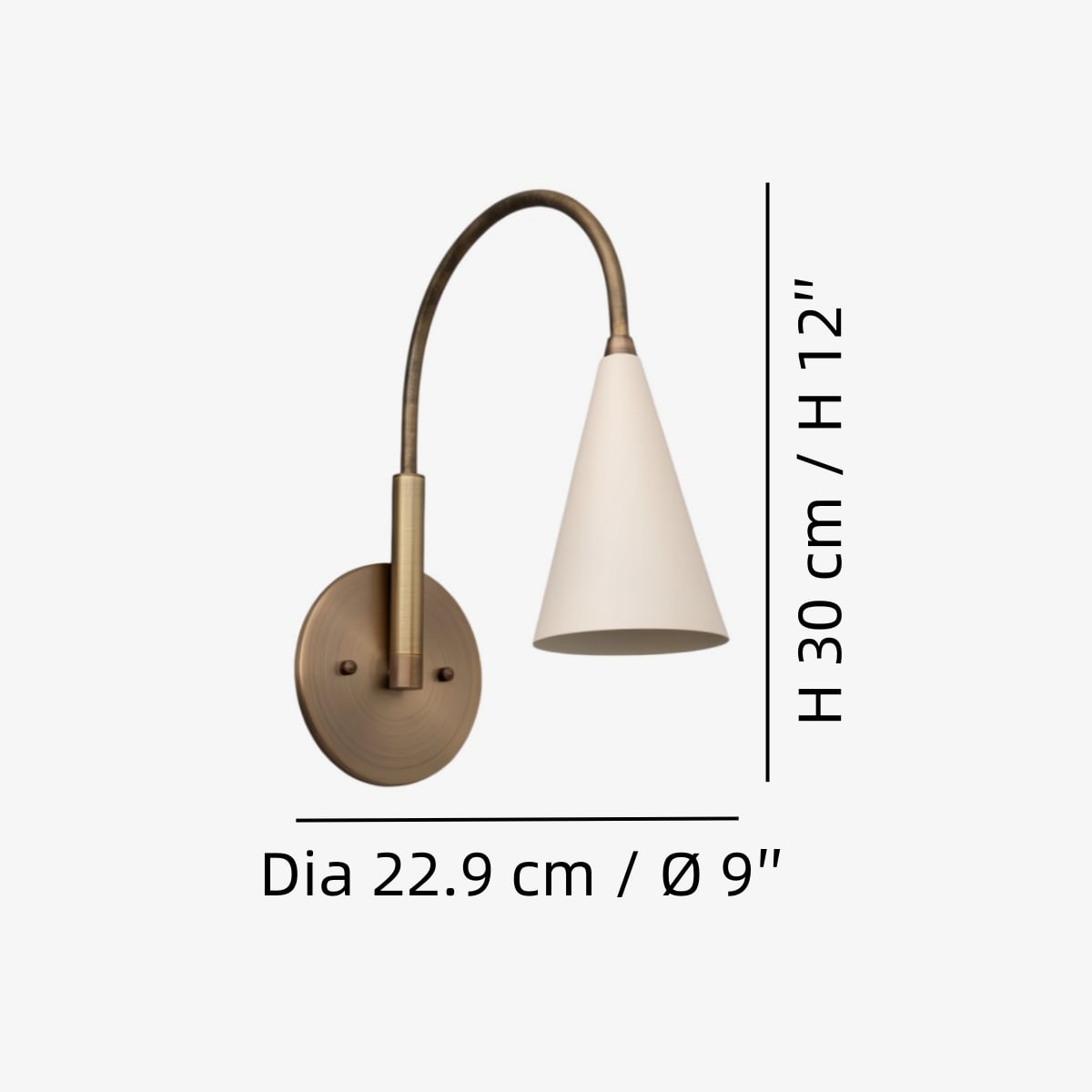 Diameter 22,9 cm × H 30 cm / Ø 9″ × H 12″
