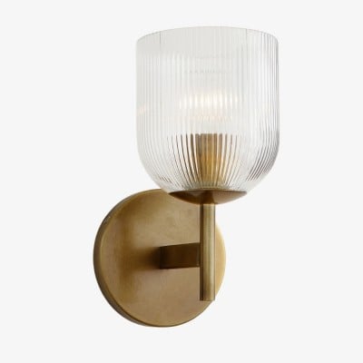 Bravira geribbelde glazen wandlamp - metalen wandlamp met heldere glazen kap HL1552 — € 114,00