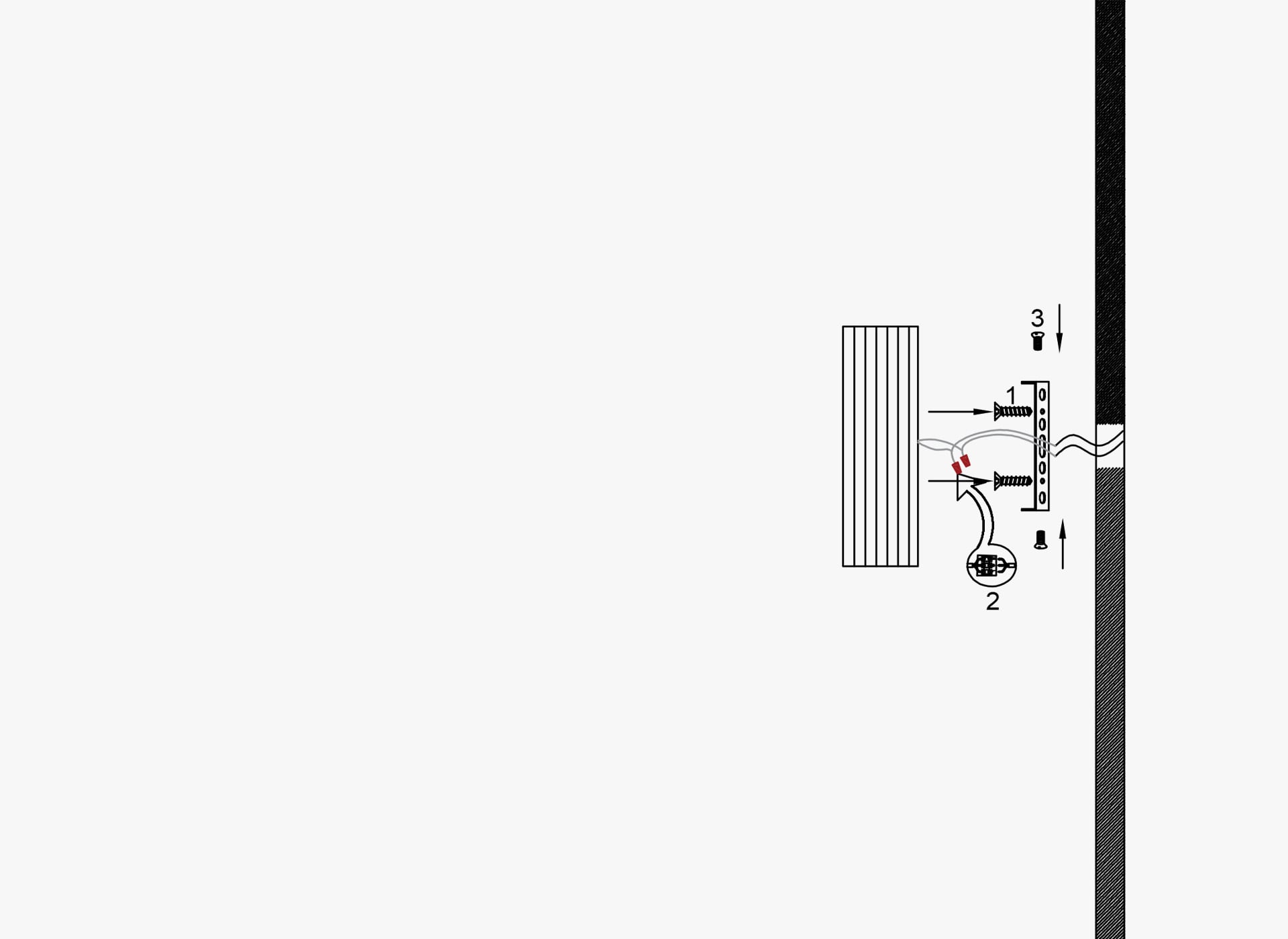 Installatieproces — 1.Bevestig het ophangbord aan de muur 2.Sluit de lampdraden aan op de gereserveerde draden 3.Bevestig de plafondbak en het ophangbord vanaf de zijkant