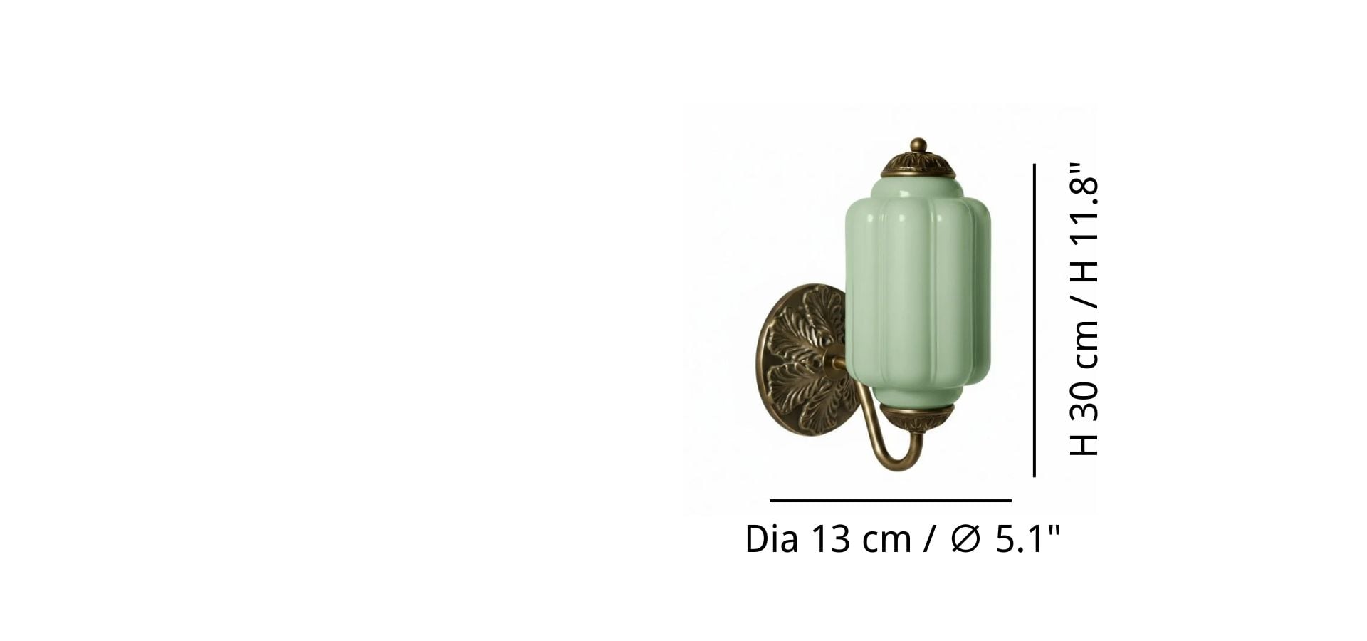 Productafmetingen — Dia 13 cm x H 30 cm / ∅ 5.1″ x H 11.8″
