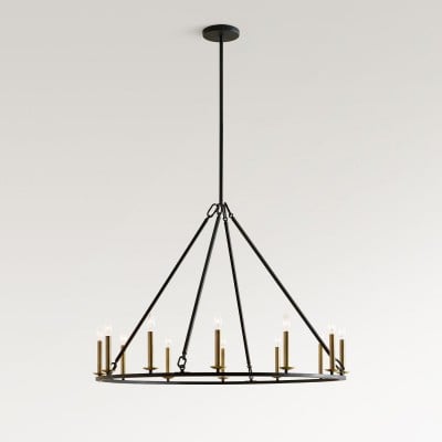 Rowan moderne ronde kroonluchter met wagenwiel - industriële boerderijverlichting van ijzer HL1527 — € 637,00