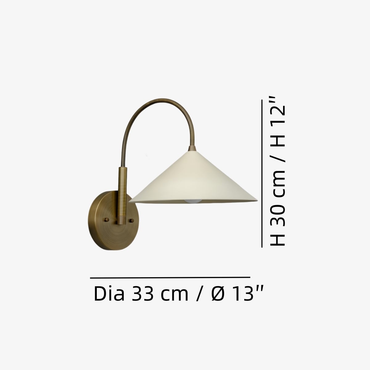 Diameter 33 cm × H 30 cm / Ø 13″ × H 12″