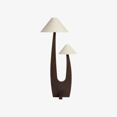 Cordove Arc vloerlamp - Modern organisch ontwerp van massief hout en stof voor de woonkamer HL1882 — € 581,00