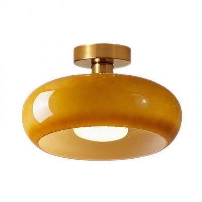 Retro messing schijf Bauhaus glazen plafondlamp HL167 — € 124,00