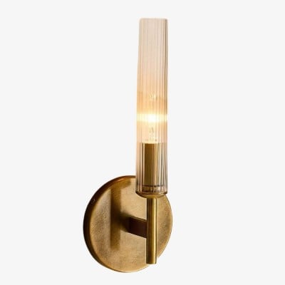 Bravira geribbelde glazen wandlamp - buisvormige metalen lamp met klassieke afwerking HL1554 — € 114,00