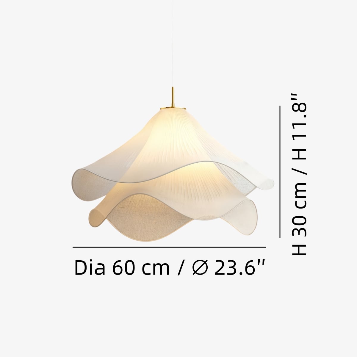 Diameter 60 cm × H 30 cm / ∅ 23,6″ × H 11,8″