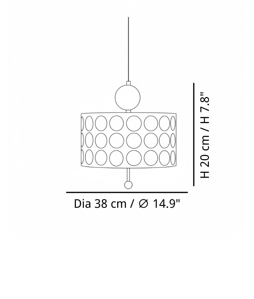 Productgrootte — Dia 38 cm x H 20 cm / ∅ 14.9″ x H 7.8″