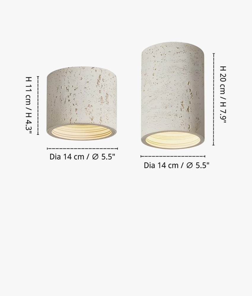 Productafmetingen — Dia 14 cm x H 11 cm / ∅ 5.5″ x H 4.3″ Dia 14 cm x H 20 cm / ∅ 5.5″ x H 7.9″