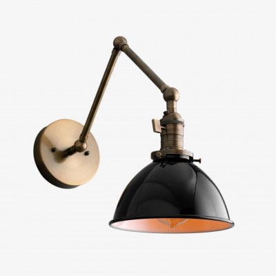 Conique metalen vintage industriële wandlamp met zwenkarm - verstelbare koepelvormige kap voor studie HL1675 — € 168,00