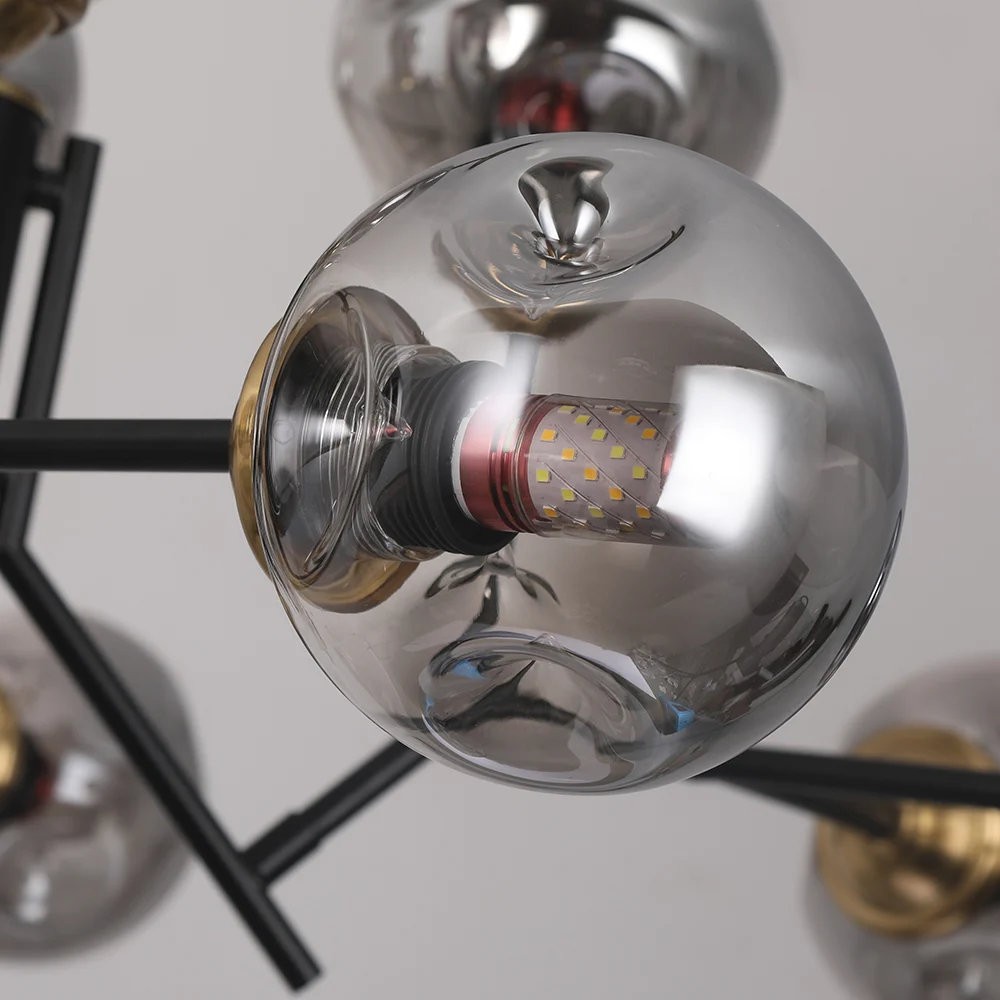 Breckett Modern Smoky Gray Glass Sputnik Chandelier