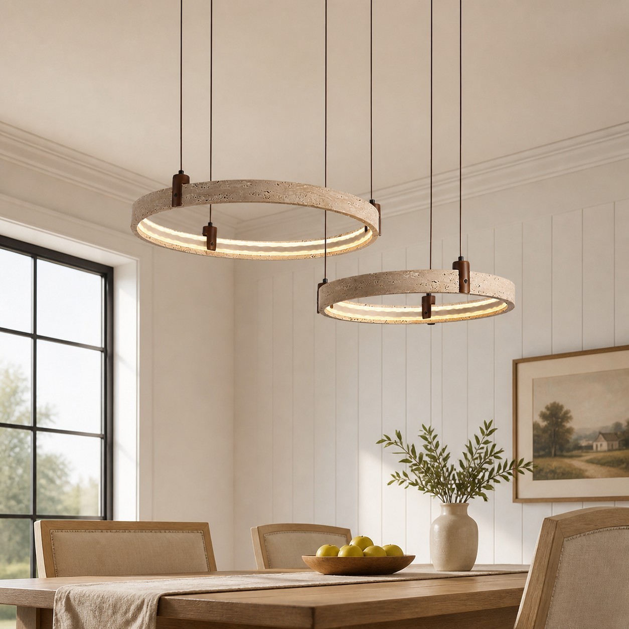 Ivy Wabi-Sabi Travertine Ring Integrated LED Chandelier