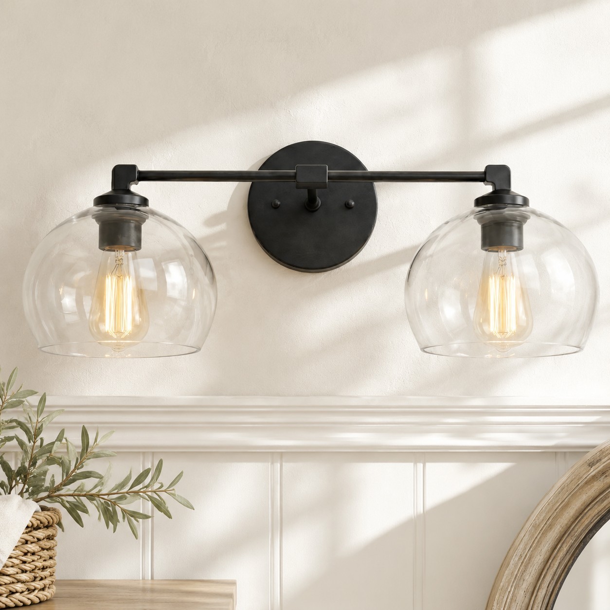 Conrad Vintage 3 Light Bellflower Glass Wall Sconce