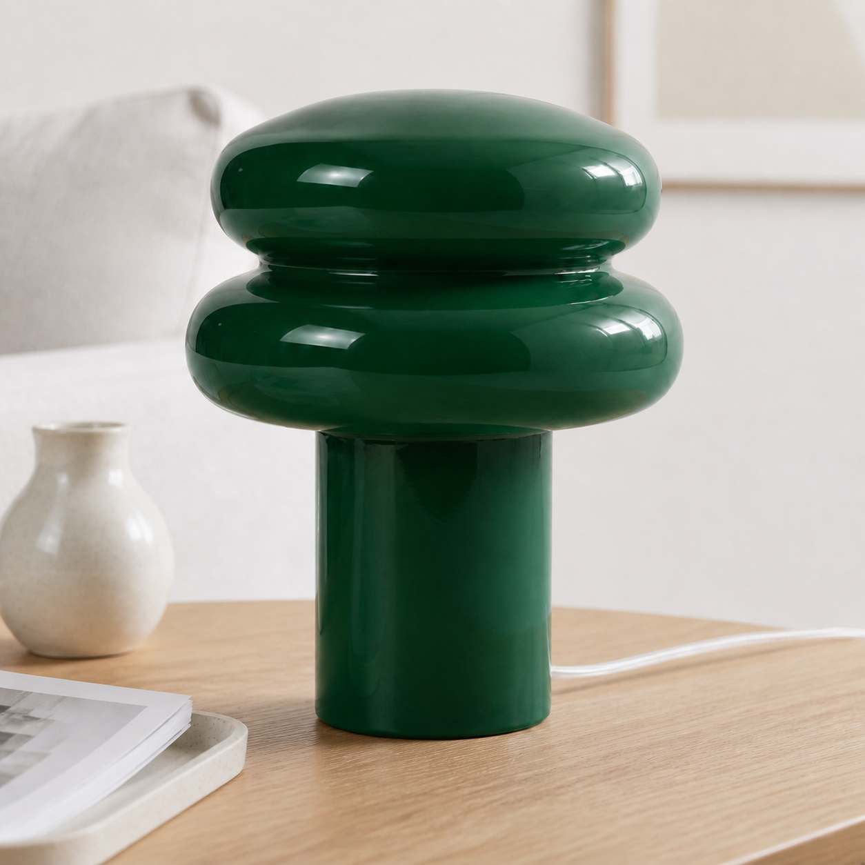 Nymeros Scandinavian Glass Mushroom Table Lamp