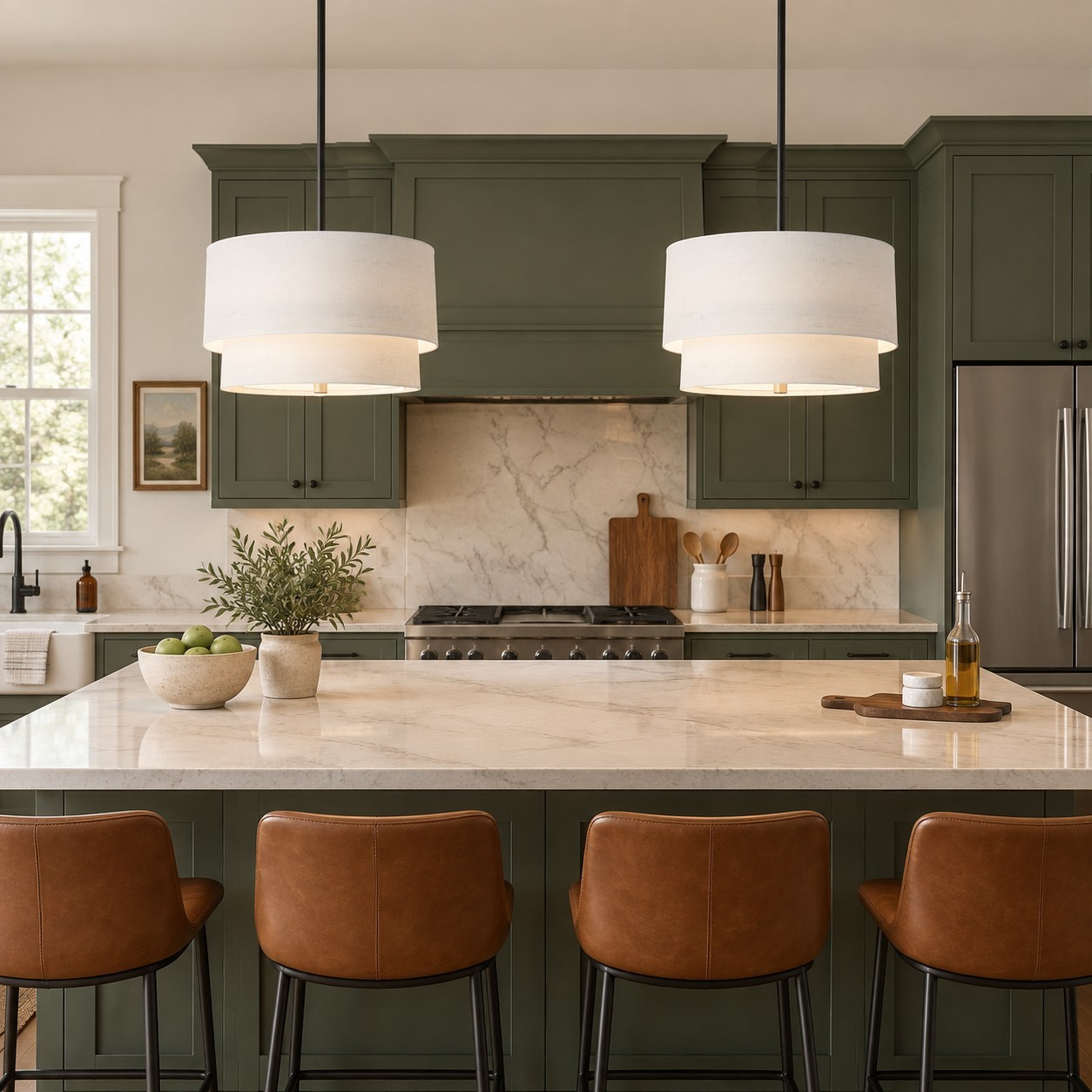 Javier Natural Linen Double Fabric Drum Pendant Light