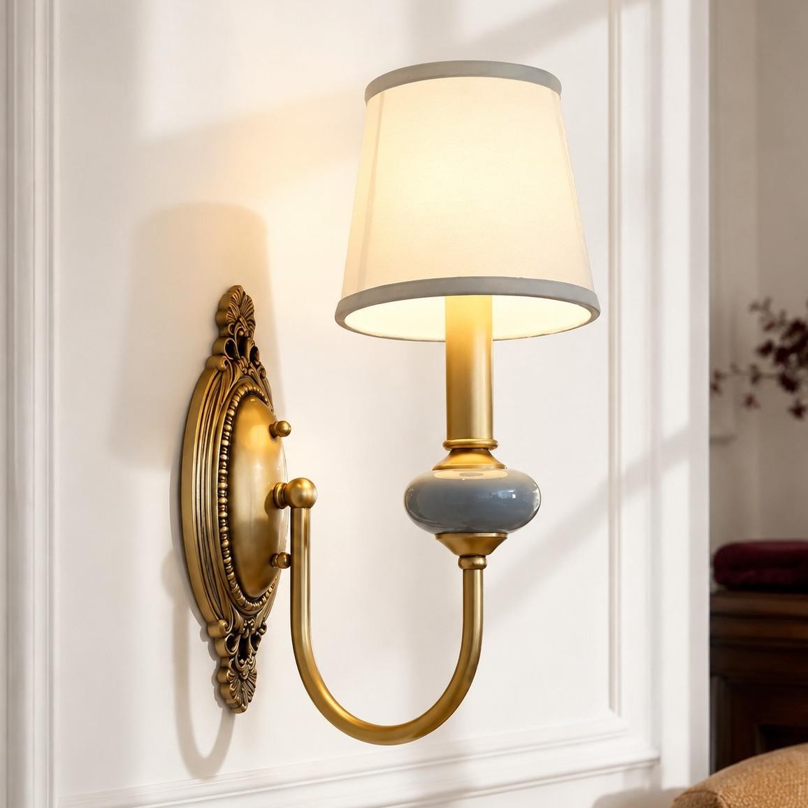 Osman Vintage Fabric Linen Wall Sconce