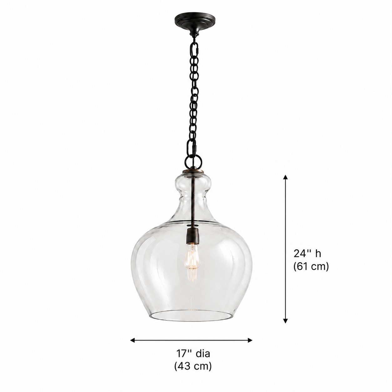Yates Industrial Clear Glass Pendant Light