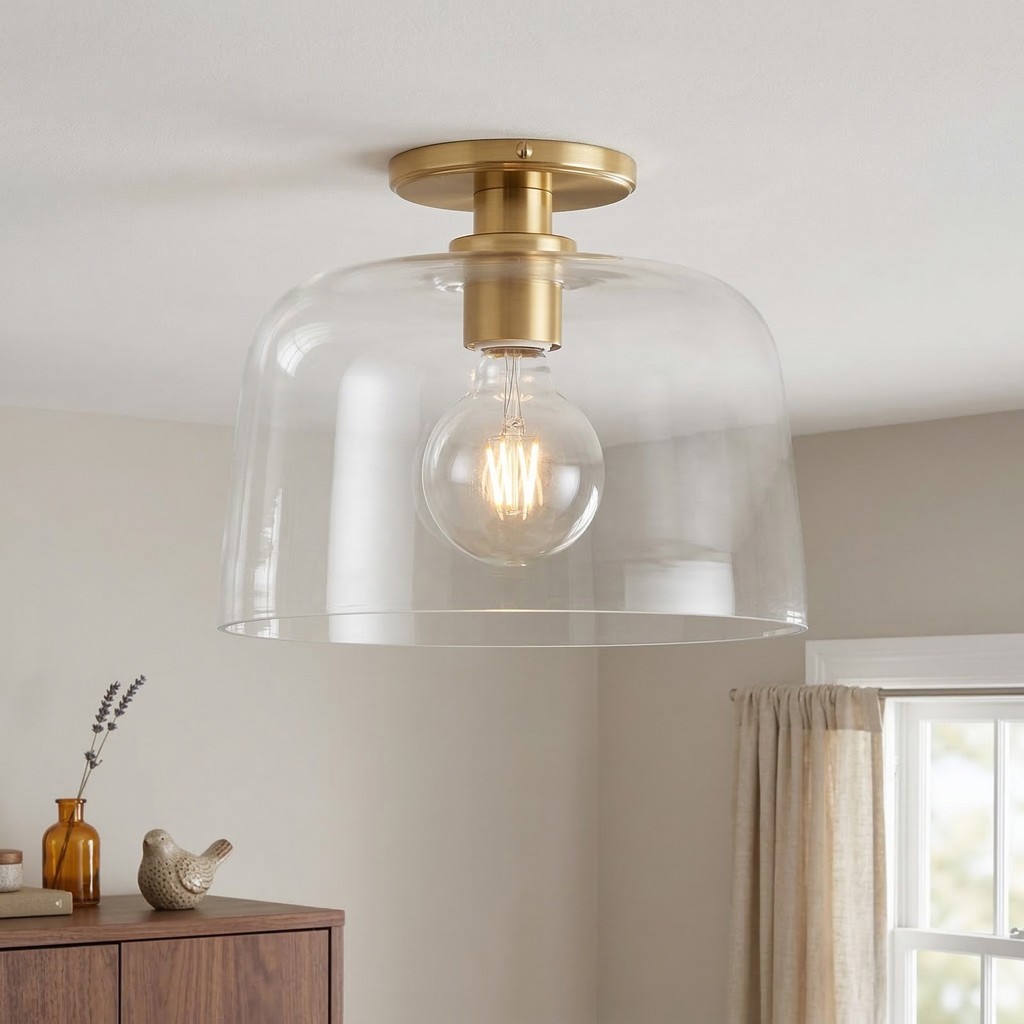 Hannahlee ‎Minimalist Glass Semi Flush Mount Ceiling Light