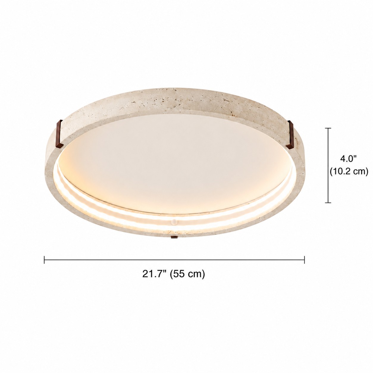 Anouk Modern Round Travertine LED Flush Mount Ceiling Light