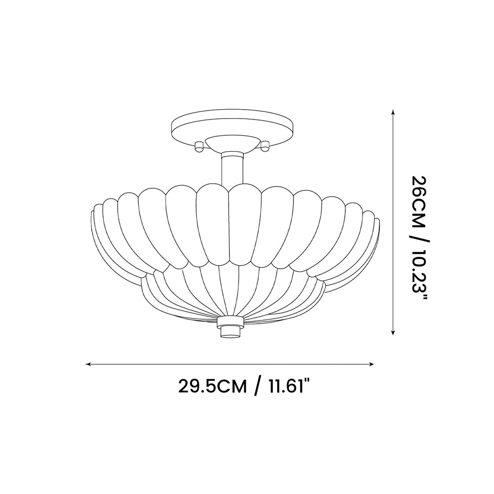 Raveena Vintage Amber Glass Semi Flush Mount Floral Ceiling Light